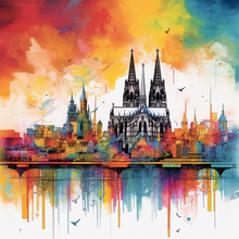 Lade das Bild in den Galerie-Viewer, Aufkleber „Bunte Köln-Skyline“ (4er-Set)
