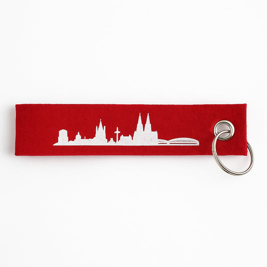 Filz-Schlüsselanhänger „Köln-Skyline“ rot