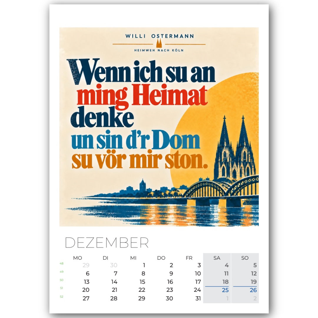 Kölsche Grundgesetz Kalender 2027 im DIN-A4-Format