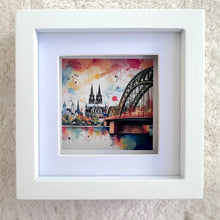Lade das Bild in den Galerie-Viewer, 2er-Set: Köln-Bilder „Blaue Stunde“ und „Schöne Aussicht“ (gerahmt, 10x10cm)