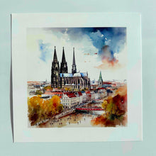 Lade das Bild in den Galerie-Viewer, 3er-Set: Köln-Kunstdrucke: „Mädche“, „Rheinufer“, „Sunnesching“ (20x20 cm)