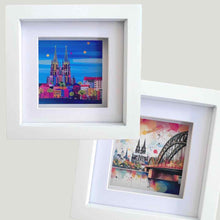 Lade das Bild in den Galerie-Viewer, 2er-Set: Köln-Bilder „Blaue Stunde“ und „Schöne Aussicht“ (gerahmt, 10x10cm)