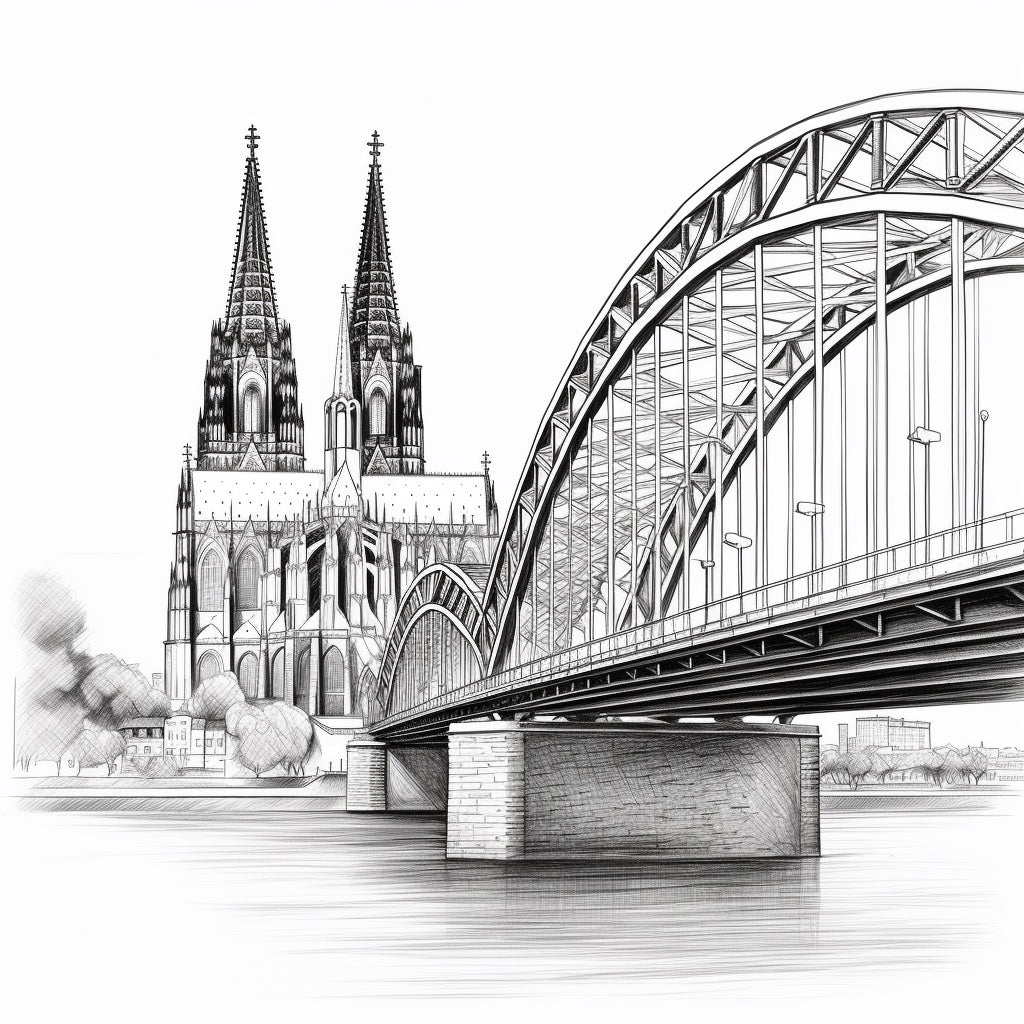 Köln-Bild „Skyline schwarz-weiss“ (gerahmt, 10x10cm)