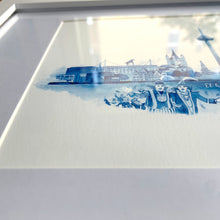 Lade das Bild in den Galerie-Viewer, Köln-Kunstdruck „Skyline“ blau im Holzrahmen 20x30cm