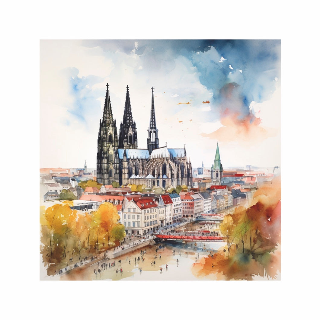 Köln-Kunstdruck „Rheinufer“ (20x20 cm)