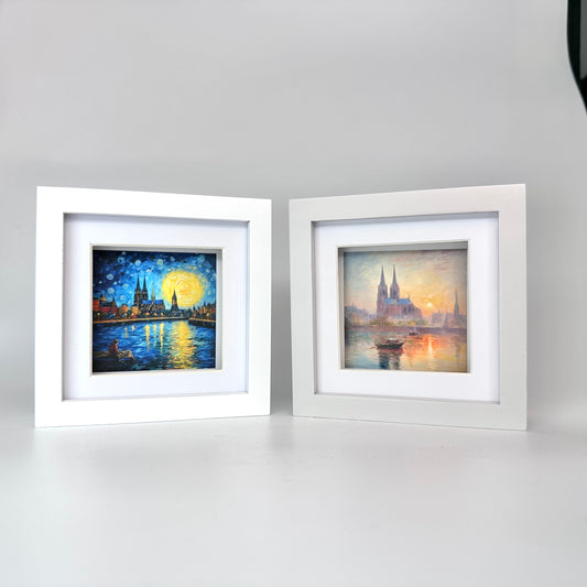 2er-Set: Köln-Bilder „Van Gogh“ und „Monet“ (gerahmt, 10x10cm)