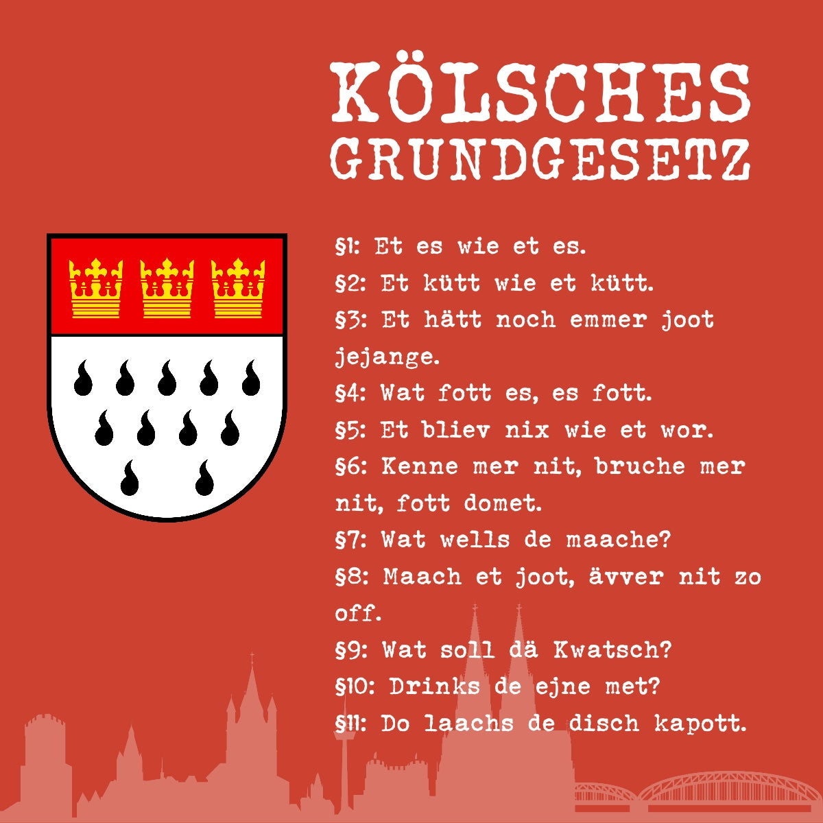 Aufkleber „Kölsches Grundgesetz“ (4er-Set)