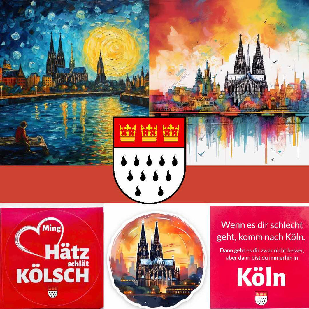 6 Köln-Aufkleber-Motive (24 Aufkleber)
