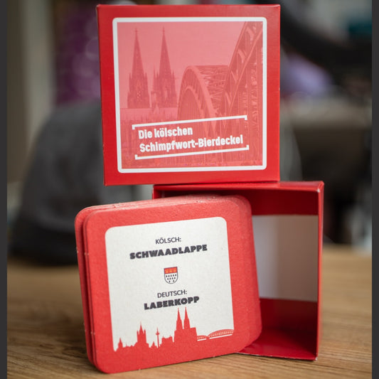 Kölsche Schimpfwort Bierdeckel-Box (14 Stk.)