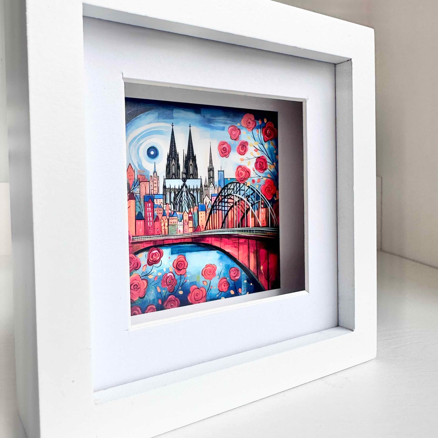 Blumenbild „Köln Skyline“ (gerahmt, 10x10cm)