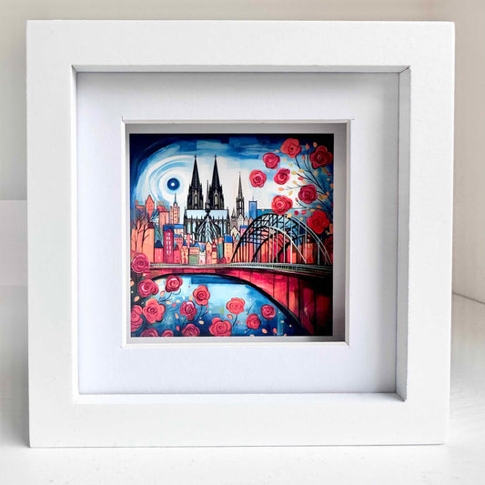 Blumenbild „Köln Skyline“ (gerahmt, 10x10cm)