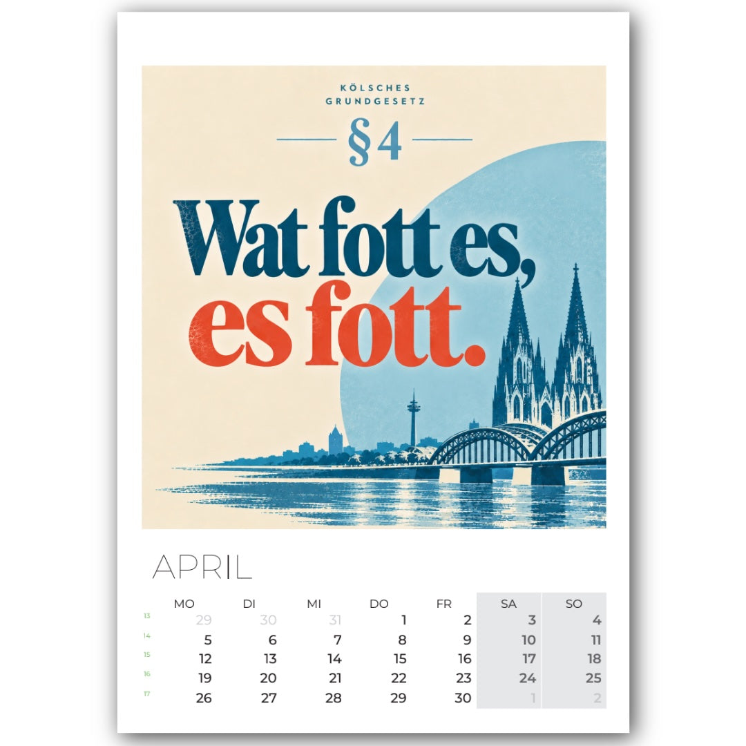 Kölsche Grundgesetz Kalender 2027 im DIN-A4-Format