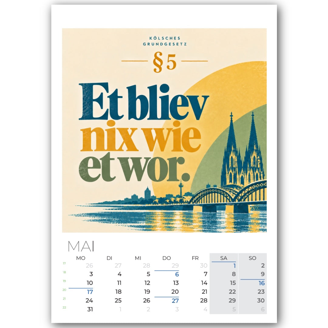 Kölsche Grundgesetz Kalender 2027 im DIN-A4-Format