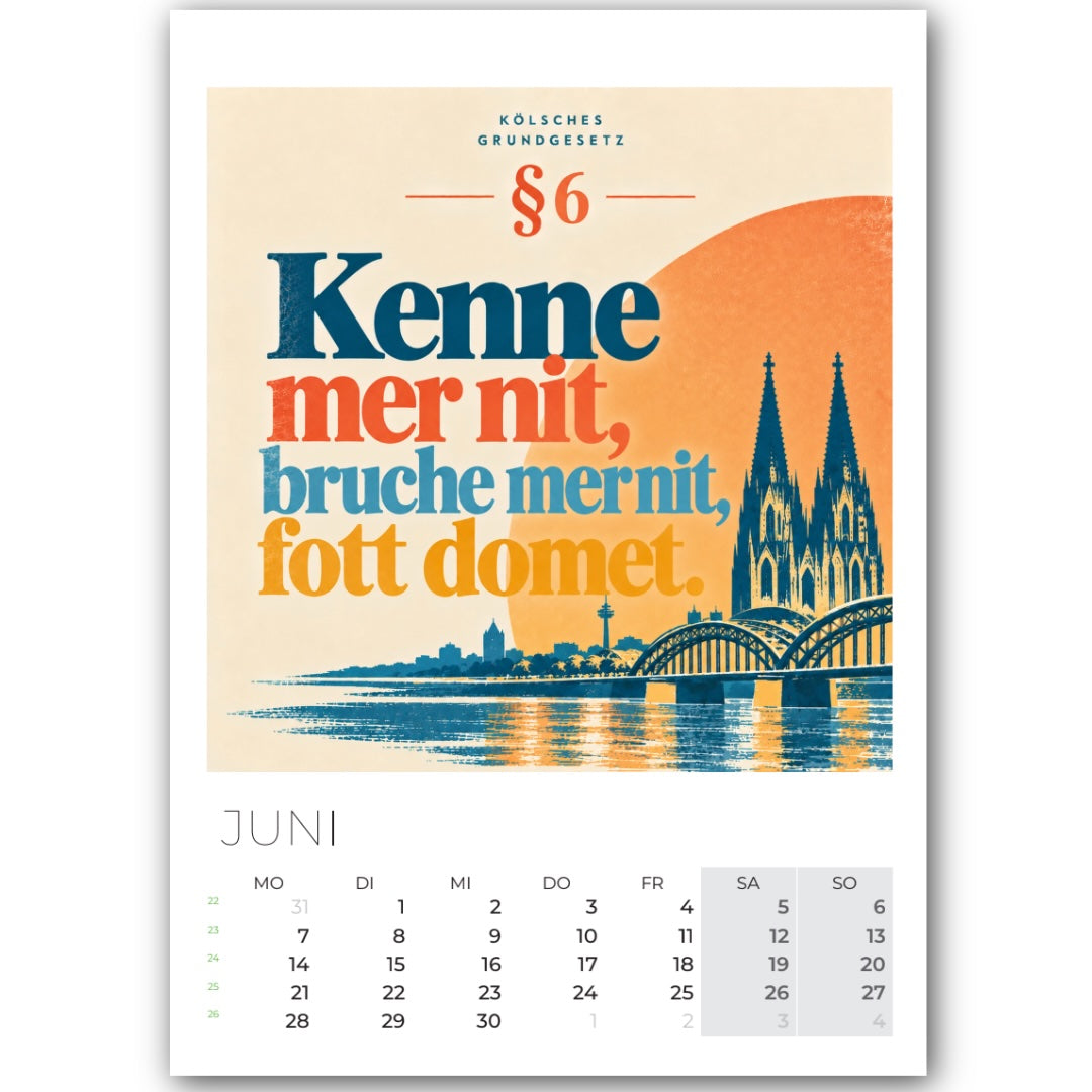 Kölsche Grundgesetz Kalender 2027 im DIN-A4-Format