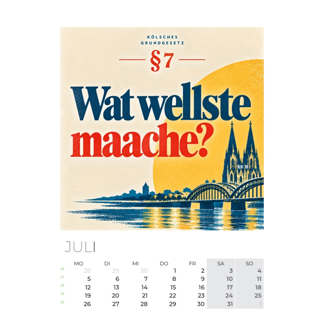 Kölsche Grundgesetz Kalender 2027 im DIN-A4-Format
