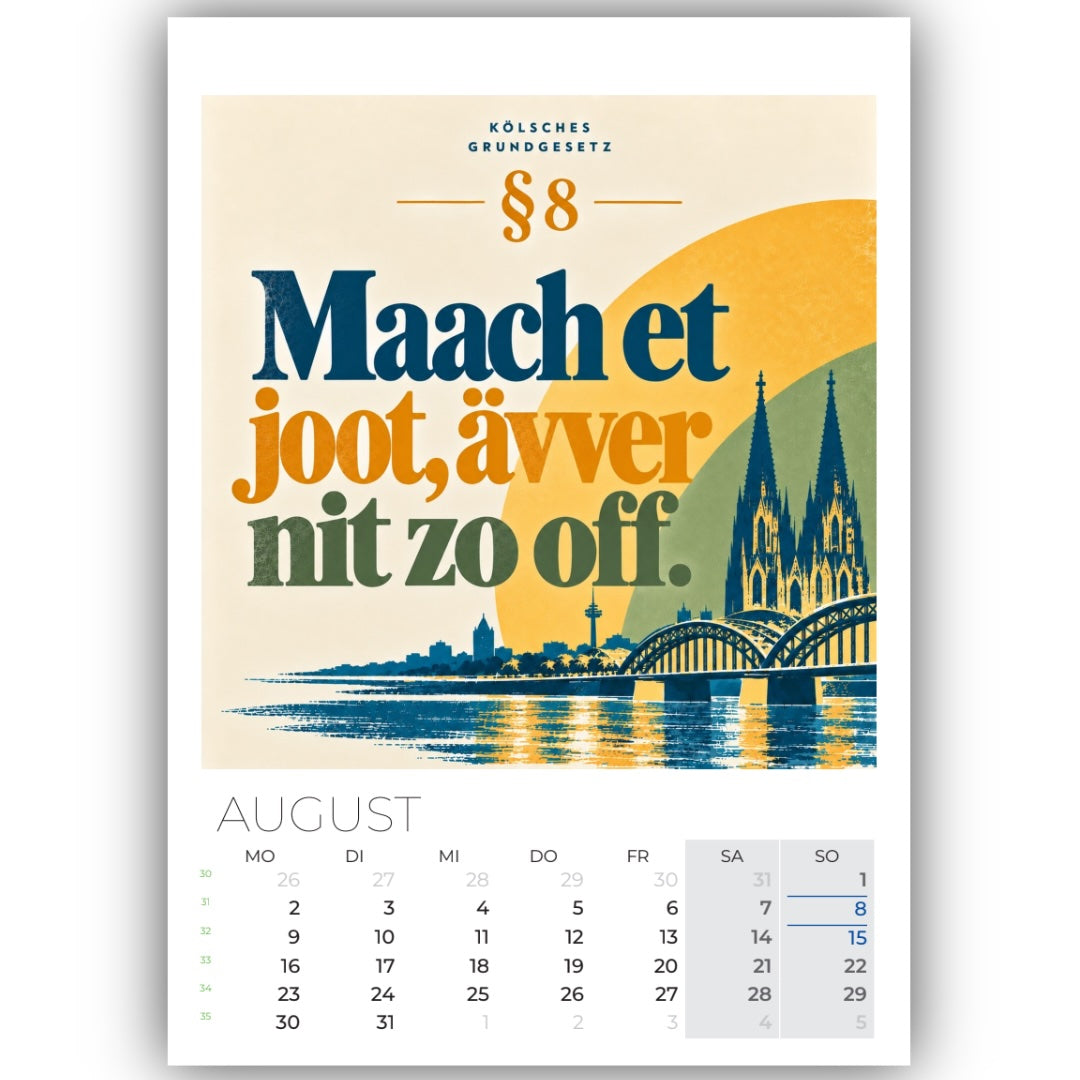 Kölsche Grundgesetz Kalender 2027 im DIN-A4-Format