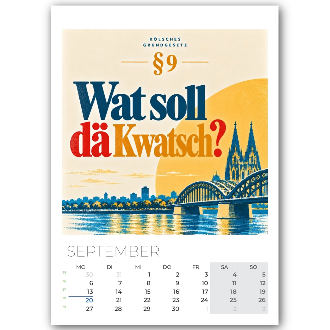Kölsche Grundgesetz Kalender 2027 im DIN-A4-Format