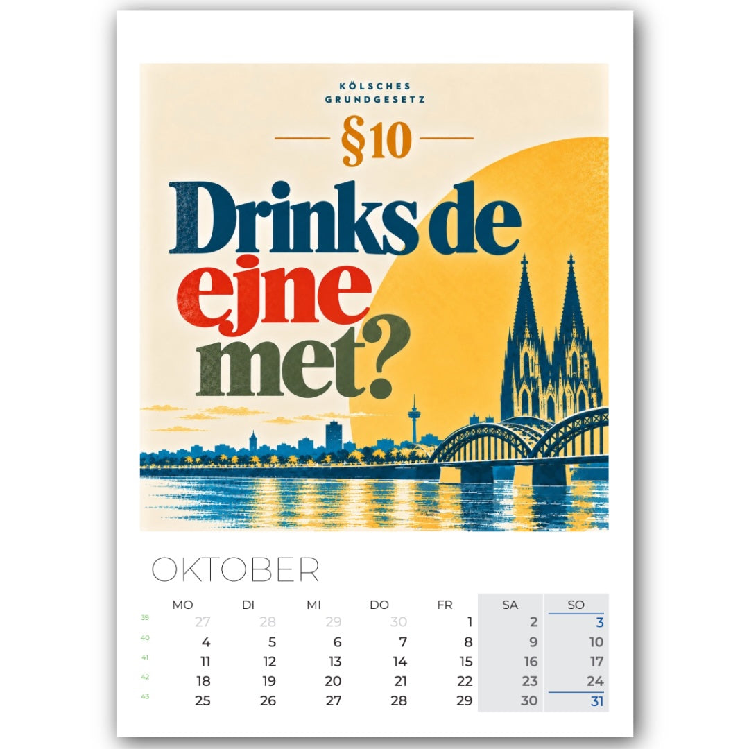 Kölsche Grundgesetz Kalender 2027 im DIN-A4-Format