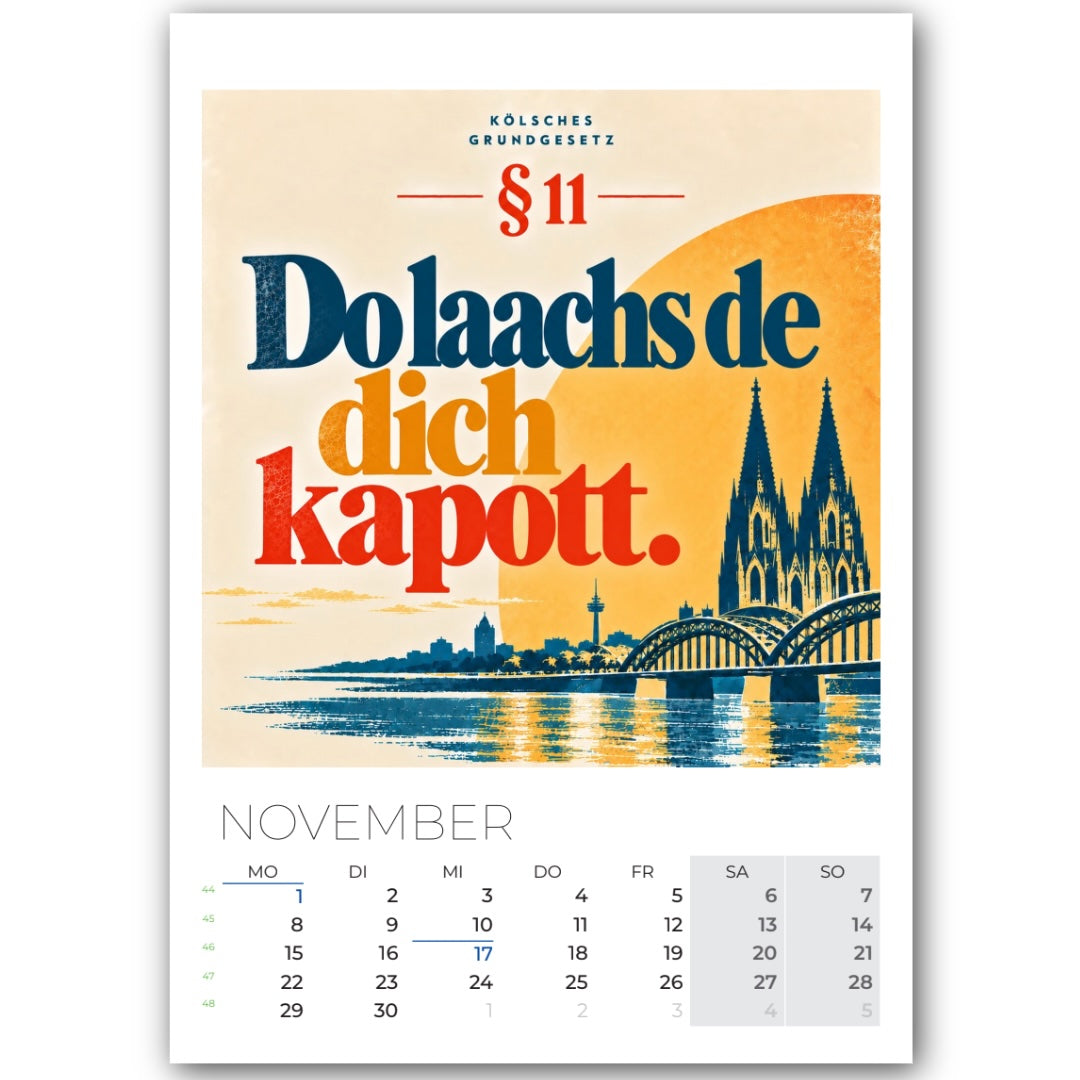 Kölsche Grundgesetz Kalender 2027 im DIN-A4-Format