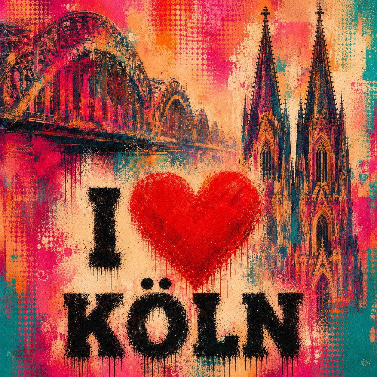 I love Köln – gerahmter Kunstdruck