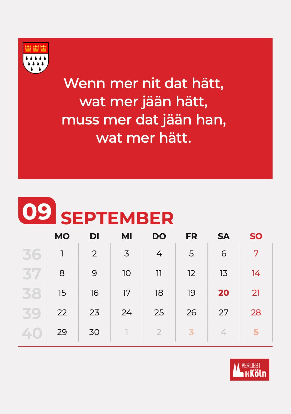 Kölner Sprüche Kalender 2025 – Verliebt in Köln