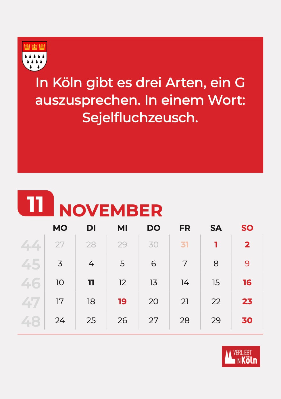 Kölner Sprüche Kalender 2025 – Verliebt in Köln