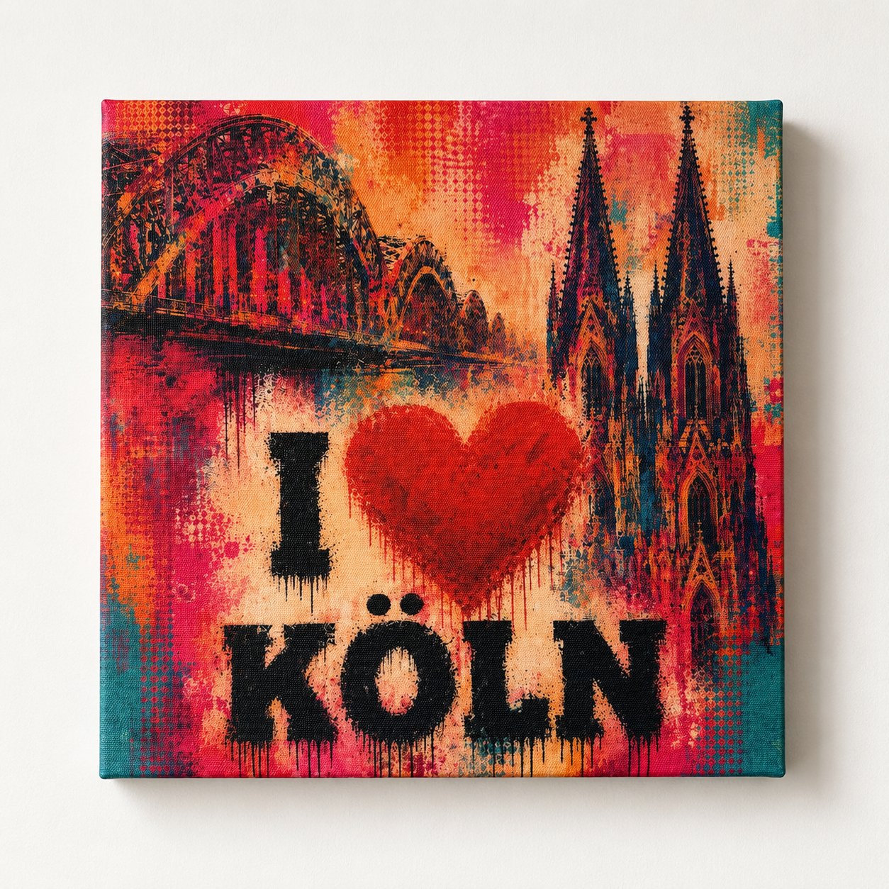 I ❤️ Köln – Leinwandbild auf Holz-Keilrahmen