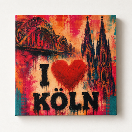 I ❤️ Köln – Leinwandbild auf Holz-Keilrahmen