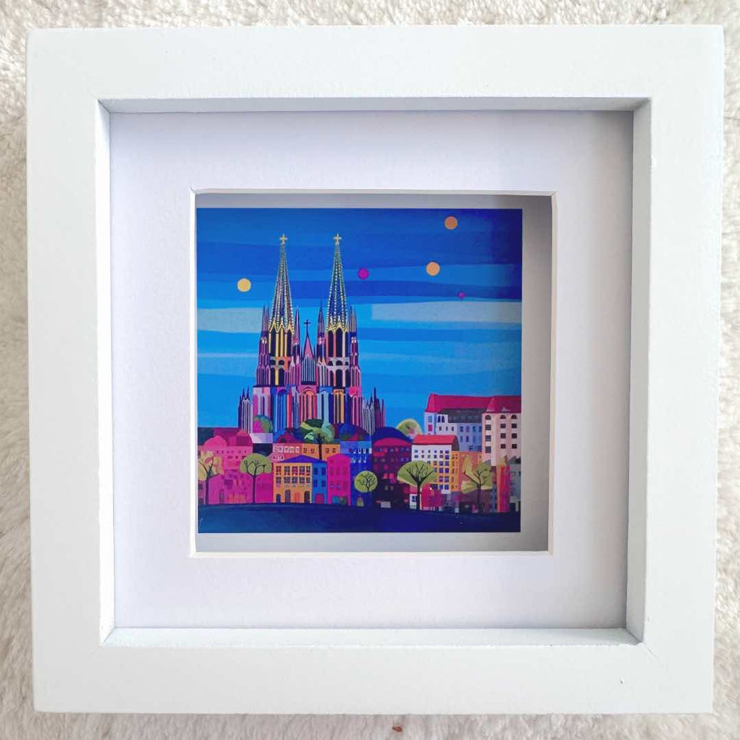 Köln Bild „Blaue Stunde“ (gerahmt, 10x10cm)