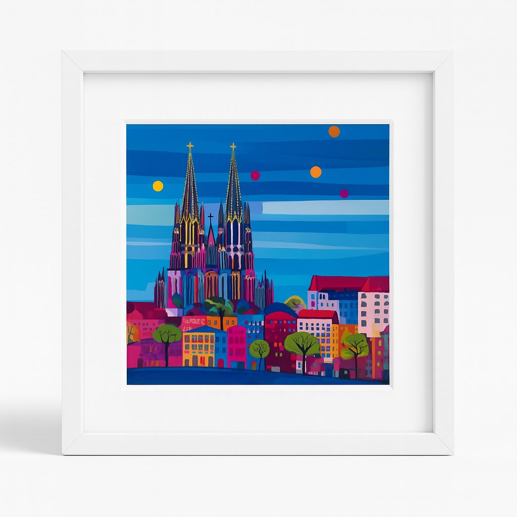 Köln-Bild „Blaue Stunde“ (gerahmt, 30x30cm)