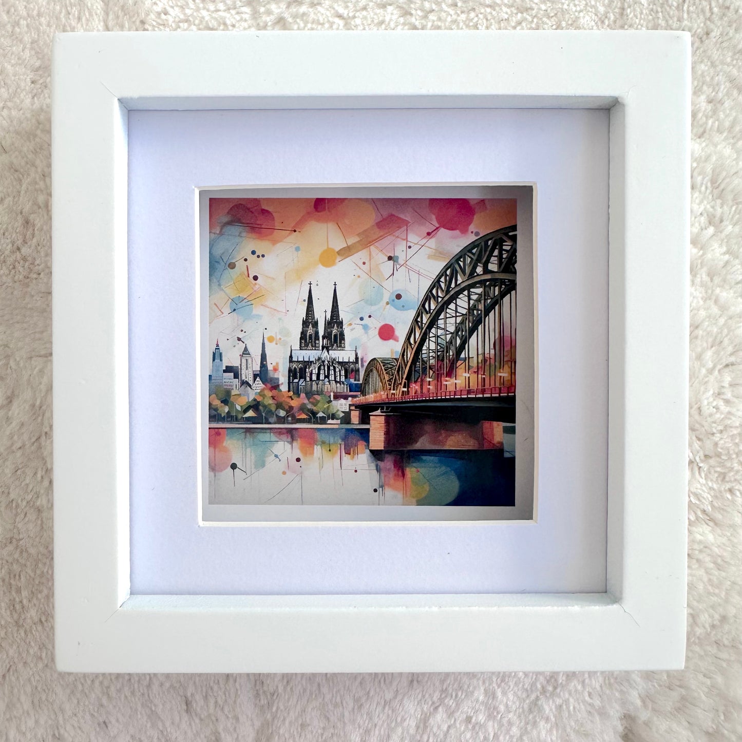 2er-Set: Köln-Bilder „Blaue Stunde“ und „Schöne Aussicht“ (gerahmt, 10x10cm)