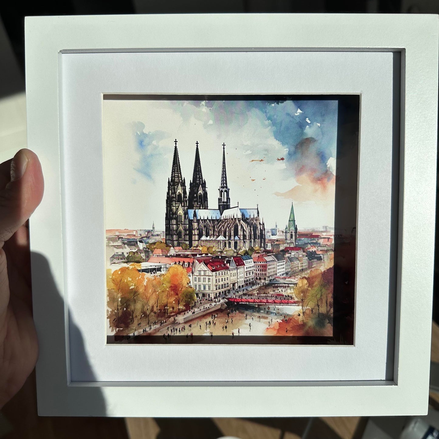 Köln-Kunstdruck „Rheinufer“ (20x20 cm)