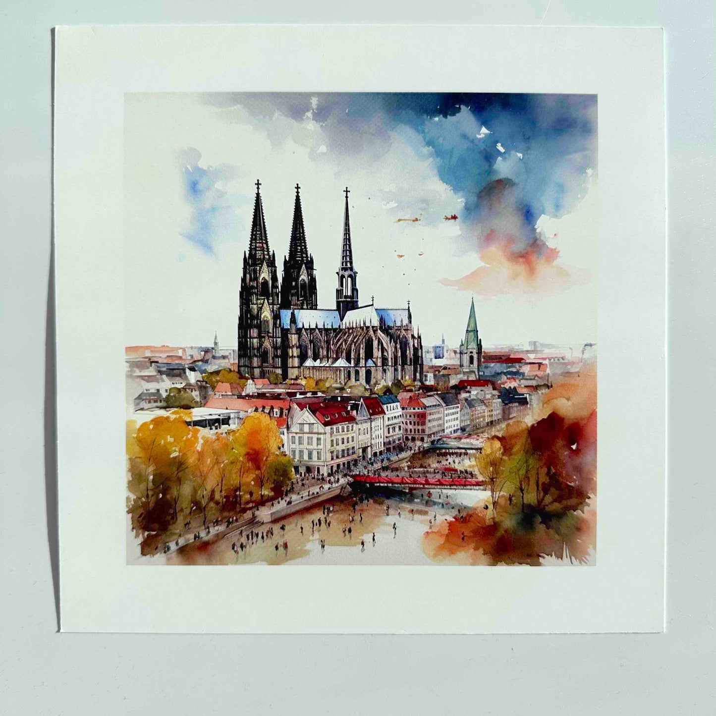 Köln-Kunstdruck „Rheinufer“ (20x20 cm)