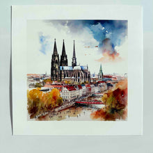 Lade das Bild in den Galerie-Viewer, 3er-Set: Köln-Kunstdrucke: „Mädche“, „Rheinufer“, „Sunnesching“  (20x20 cm)

