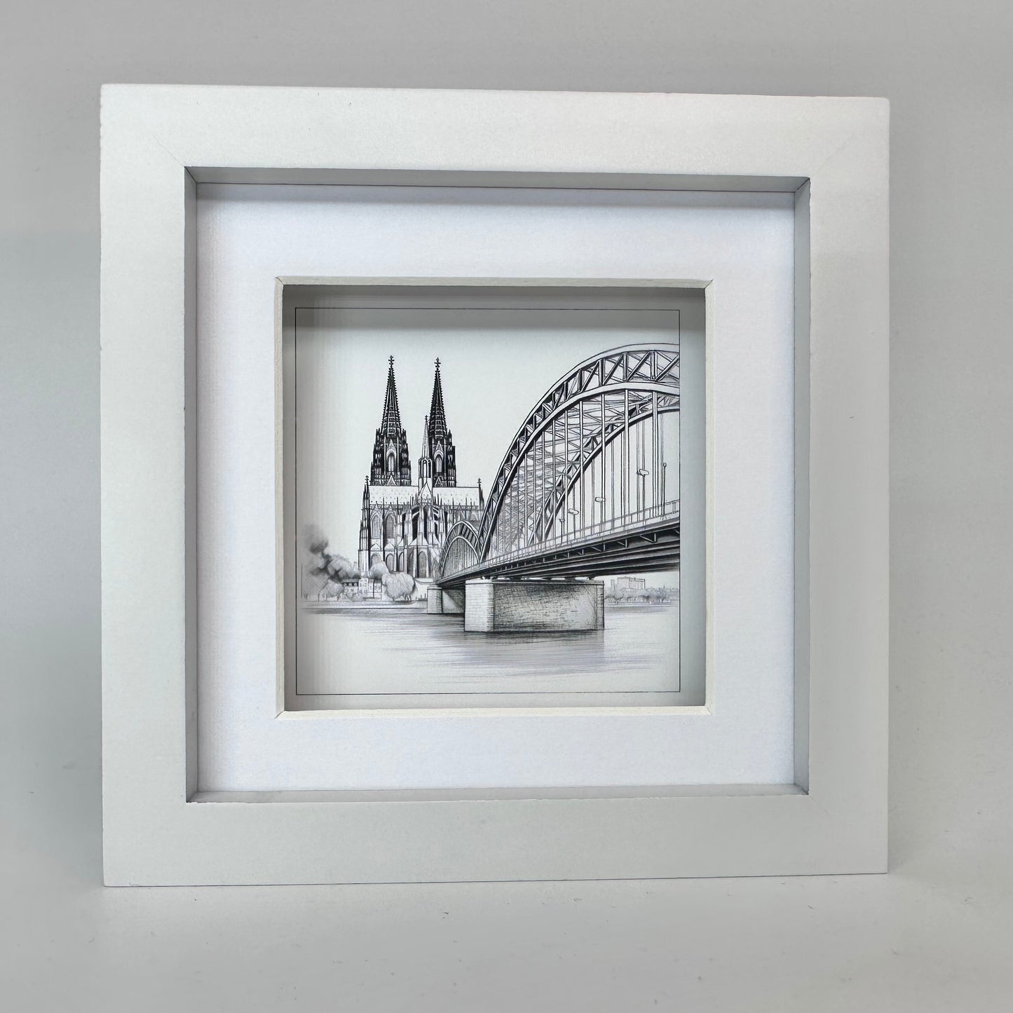 Köln-Bild „Skyline schwarz-weiss“ (gerahmt, 10x10cm)