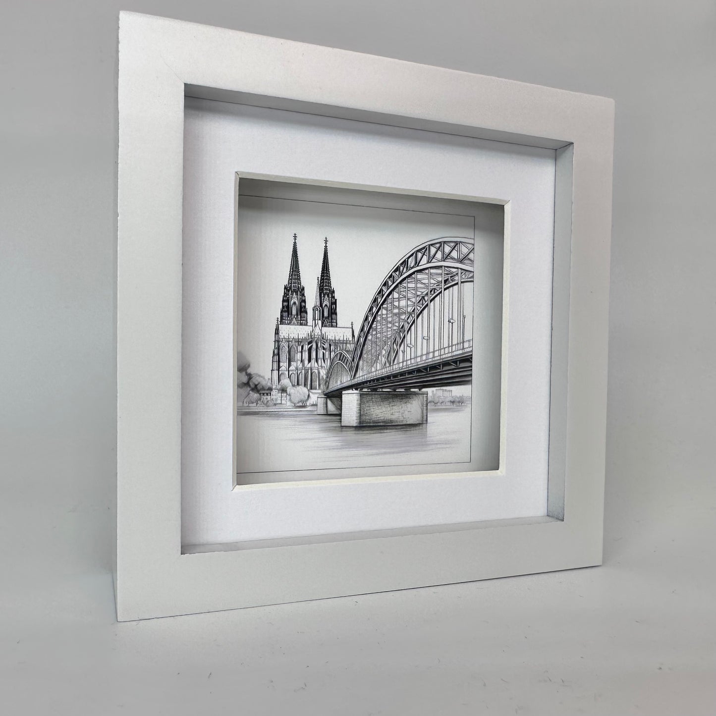 Köln-Bild „Skyline schwarz-weiss“ (gerahmt, 10x10cm)