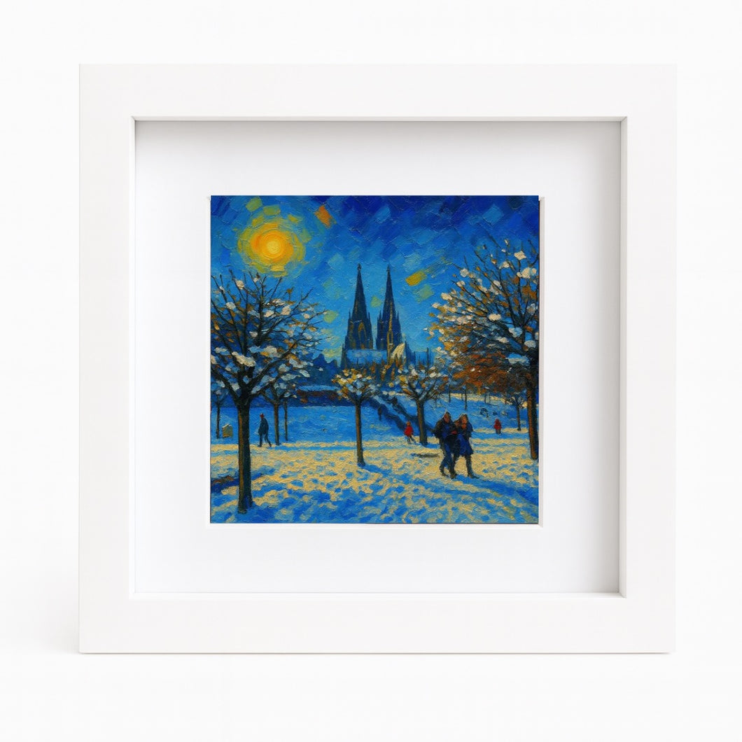 Köln Bild „Winter“ (gerahmt, 10x10cm)