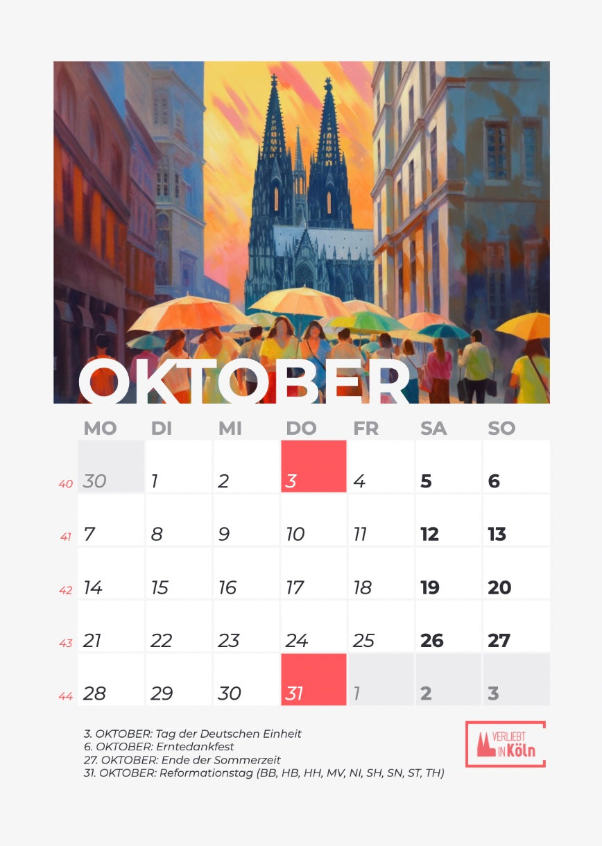 Köln Kalender 2024 – Verliebt in Köln