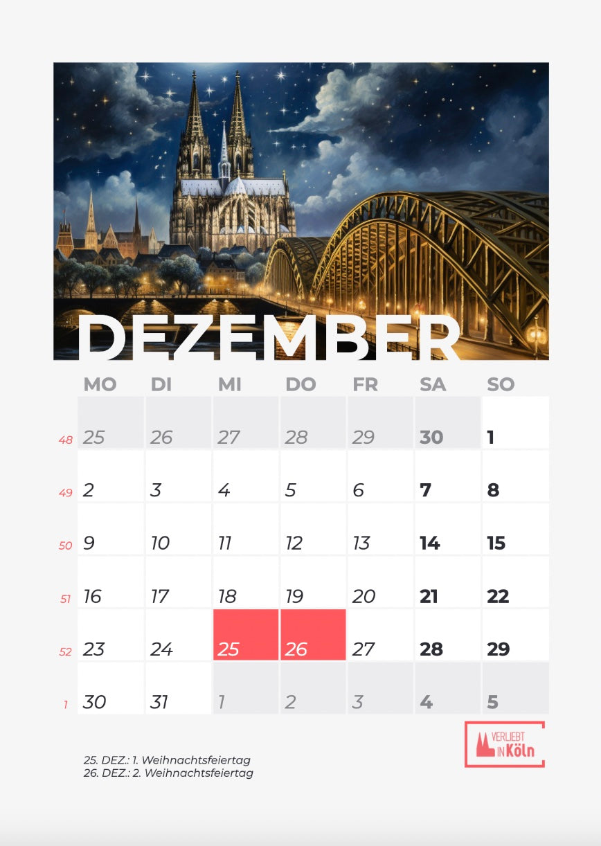 Köln Kalender 2024 – Verliebt in Köln