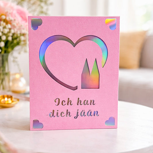 Köln-Karte „Ich han dich jään" (handgefertigt)