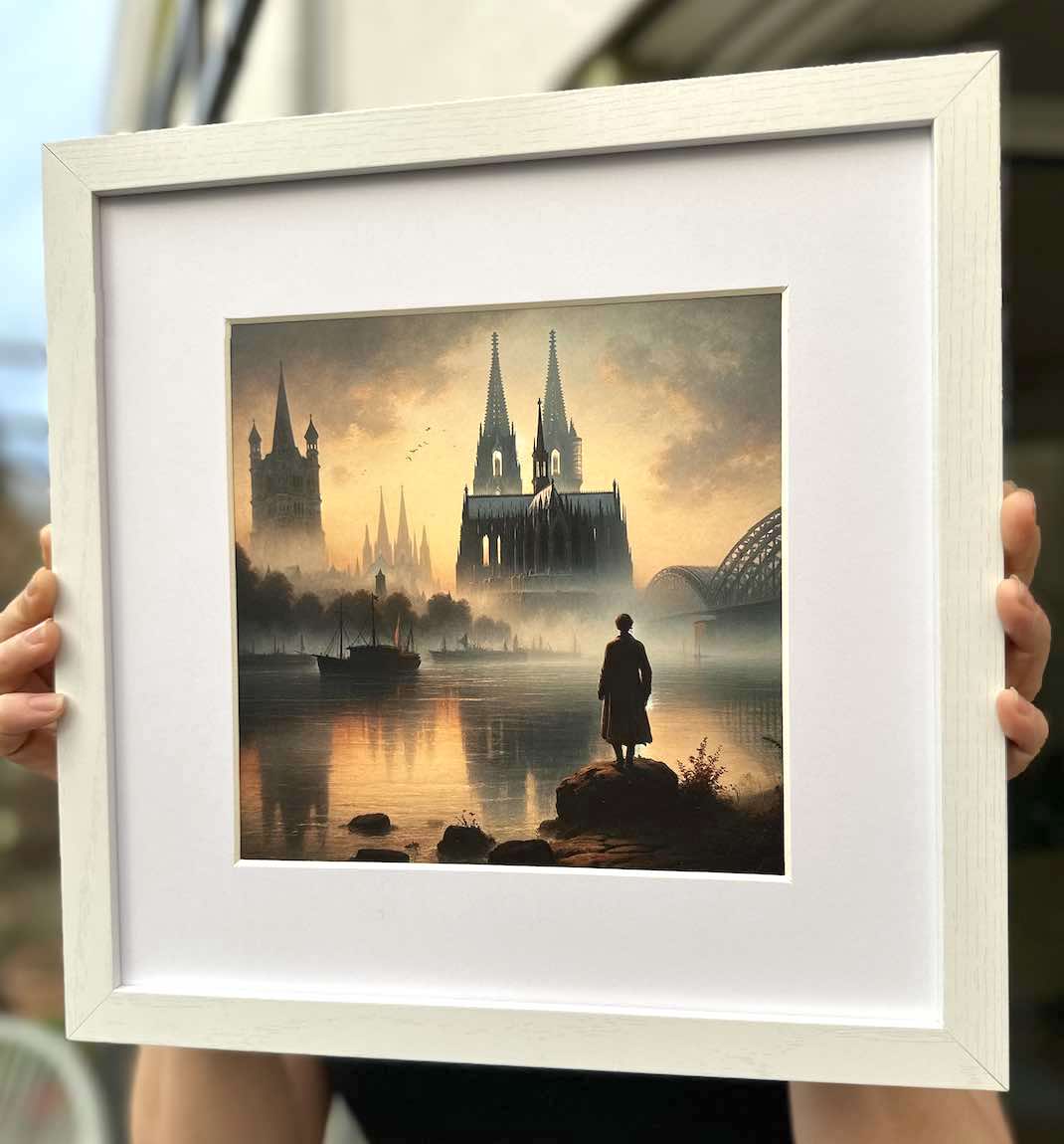 Köln-Bild „Rhein Wanderer“ (gerahmt, 30x30cm)