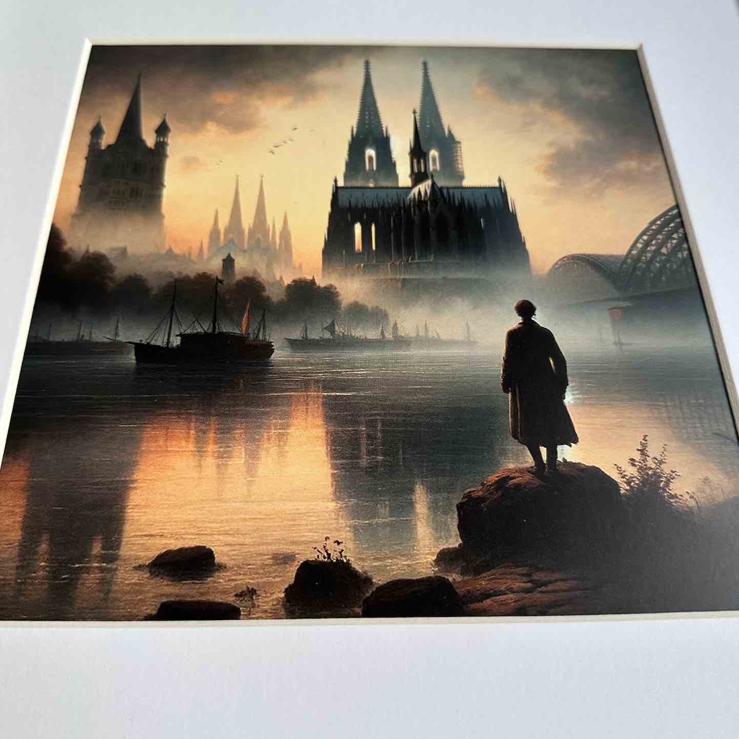 Köln-Bild „Rhein Wanderer“ (gerahmt, 30x30cm)