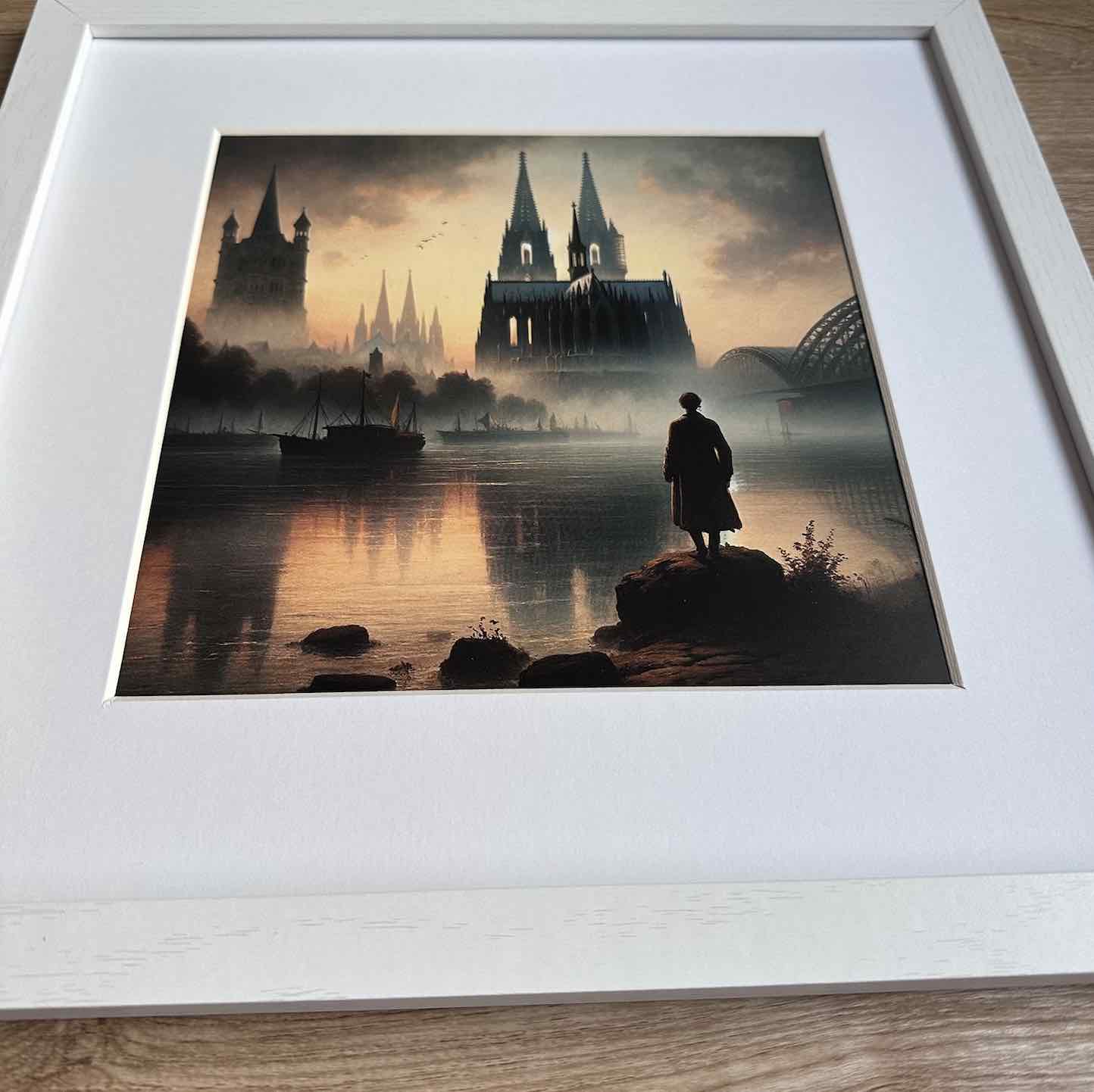 Köln-Bild „Rhein Wanderer“ (gerahmt, 30x30cm)