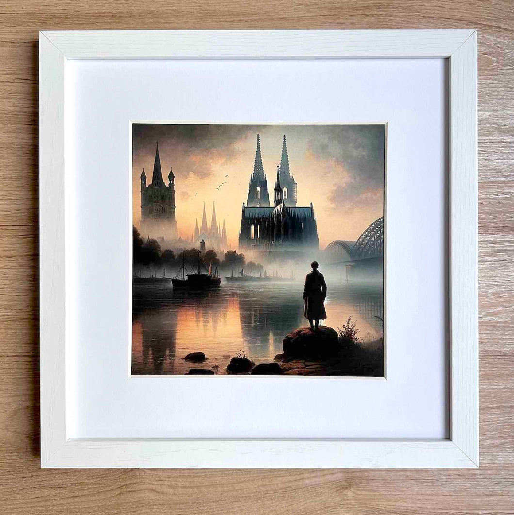 Köln-Bild „Rhein Wanderer“ (gerahmt, 30x30cm)