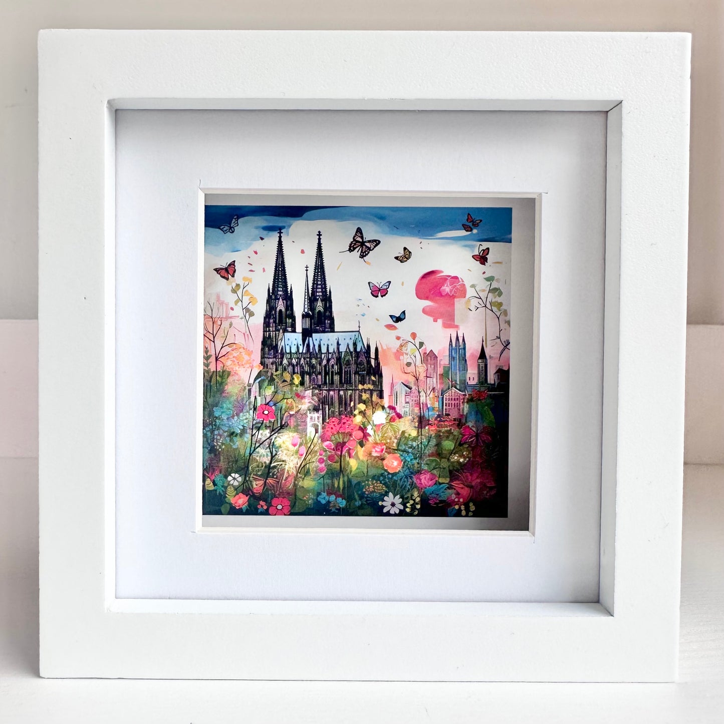 Blumenbild „Kölner Dom“ (gerahmt, 10x10cm)