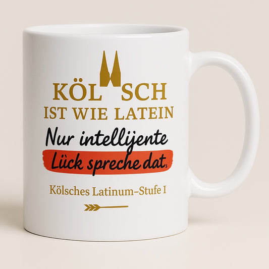 Keramiktasse „Kölsch ist wie Latein..."