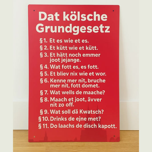 Kölsches Grundgesetz-Schild (20x30cm)