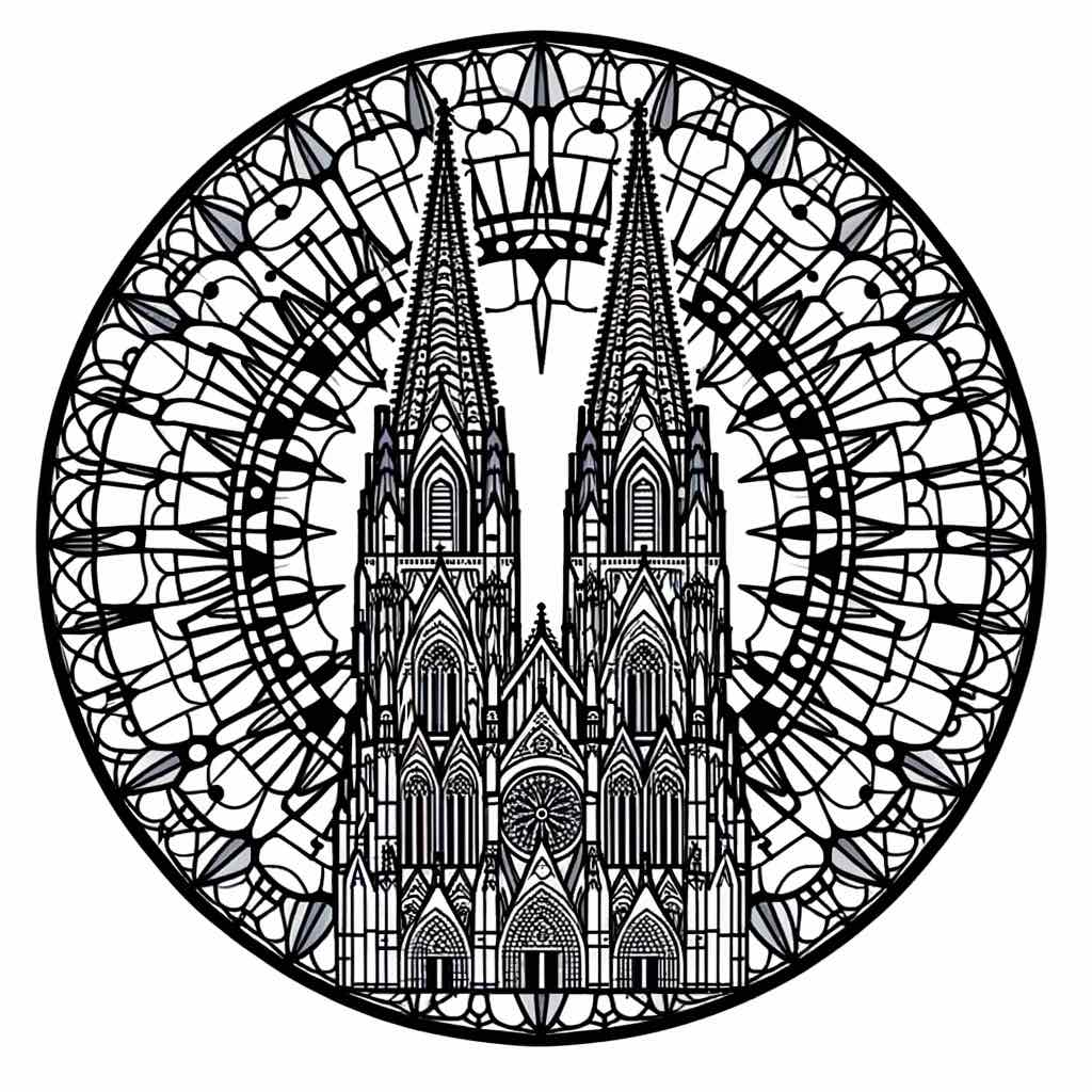 Mandala-Malbogen Kölner Dom (5er-Set / 30x30cm)