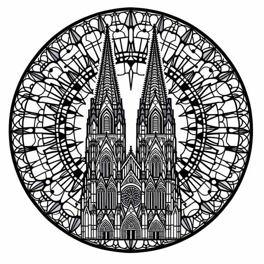 Mandala-Malbogen Kölner Dom (5er-Set / 30x30cm)