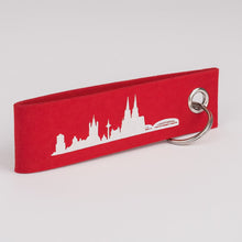 Laden und Abspielen von Videos im Galerie-Viewer, Filz-Schlüsselanhänger „Köln-Skyline“ rot
